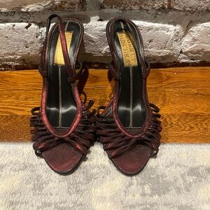 Badgley Mischka Burgundy Strappy Heels